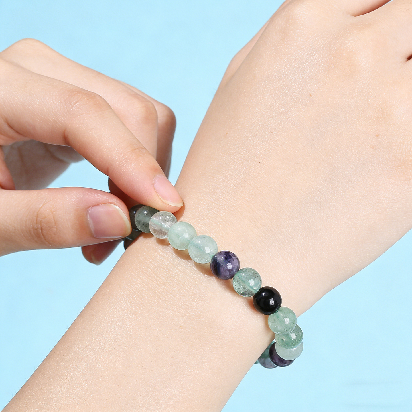 Rainbow Fluorite Bead Bracelet