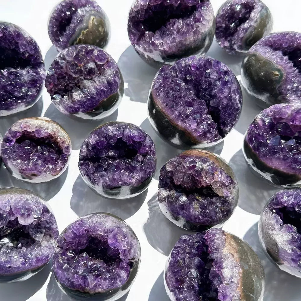 Amethyst Cluster Geode Sphere