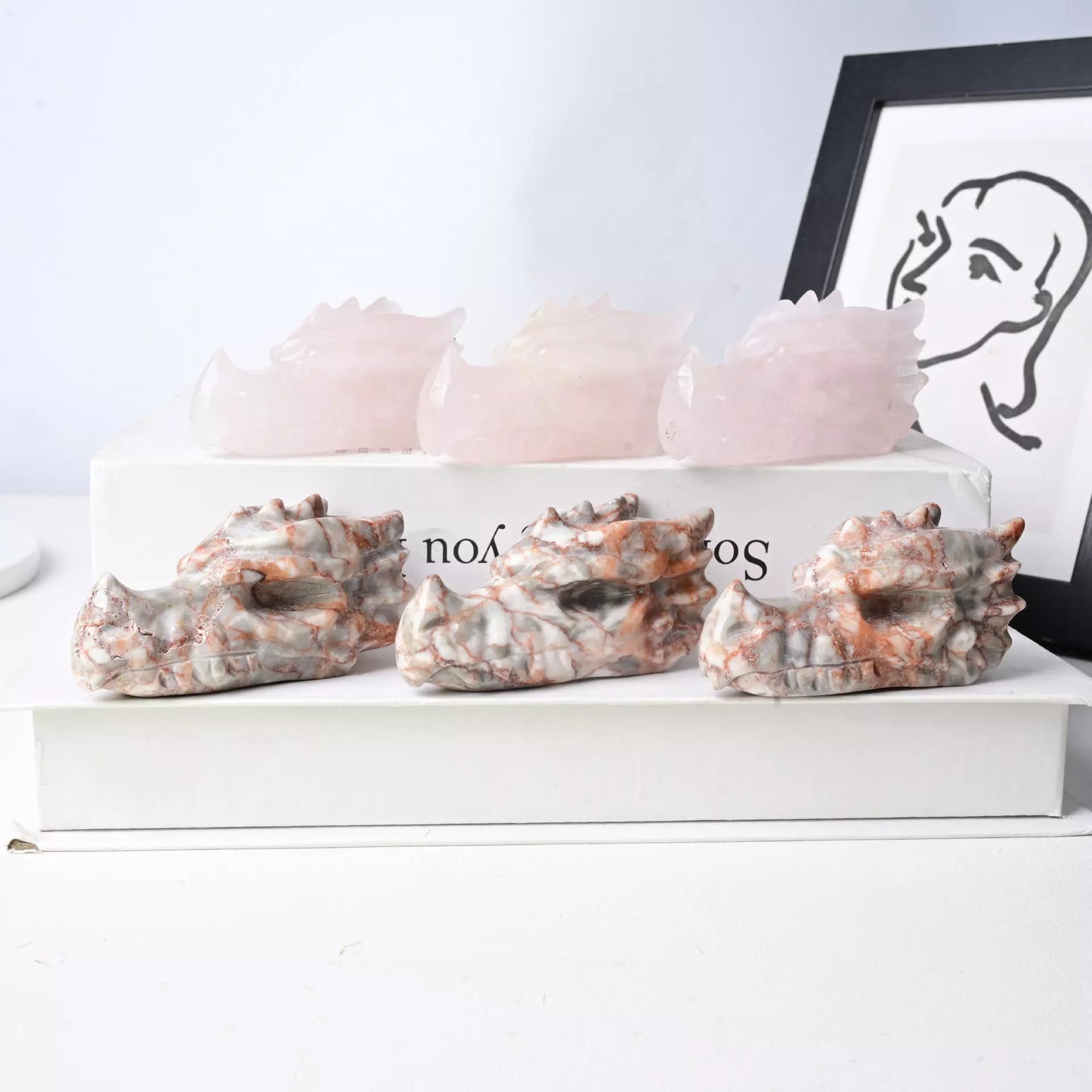 Rose Quartz Dragon Head