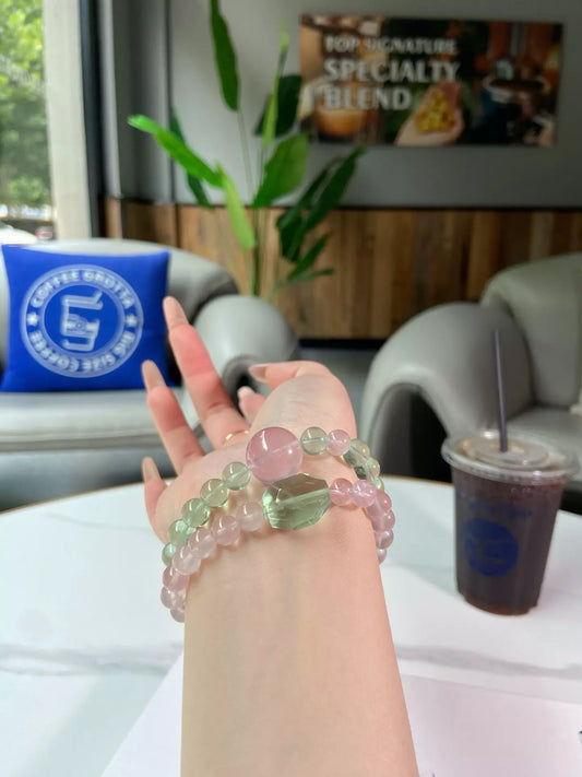 Green Fluorite, Rose Quartz