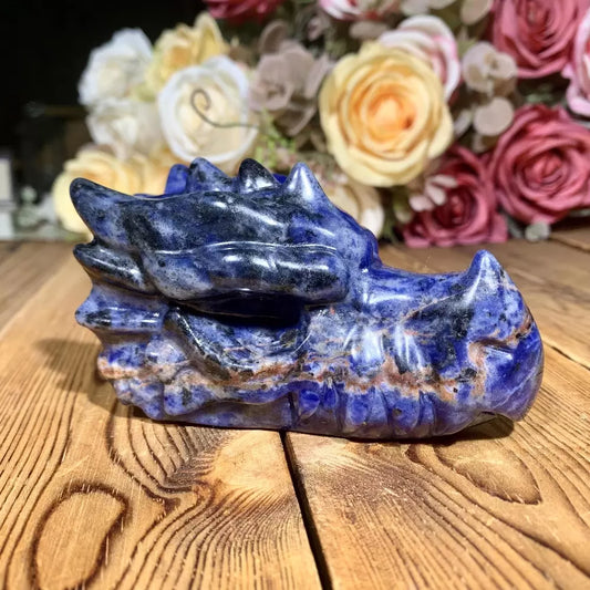 Blue Vein Stone Dragon Head