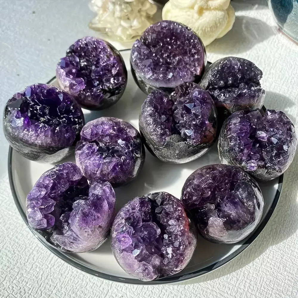 Amethyst Cluster Geode Sphere