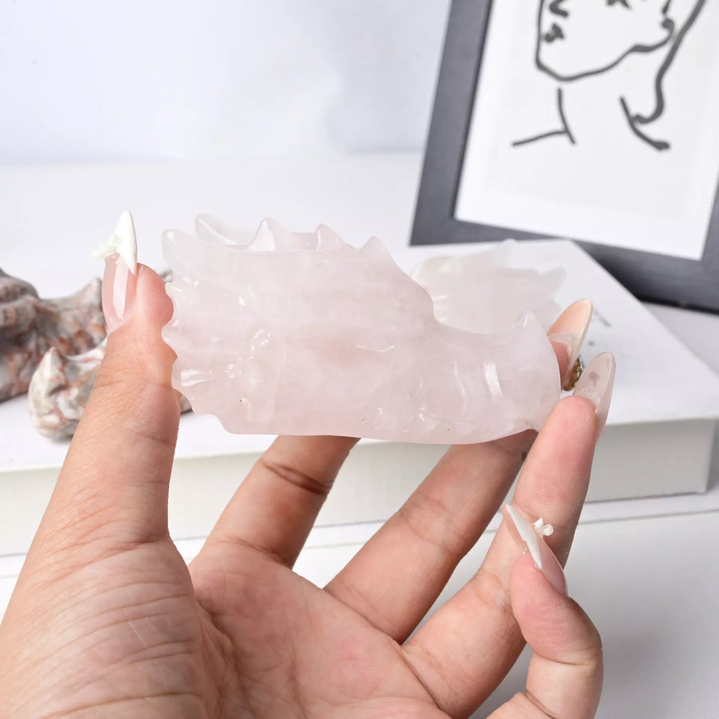 Rose Quartz Dragon Head