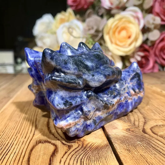 Blue Vein Stone Dragon Head