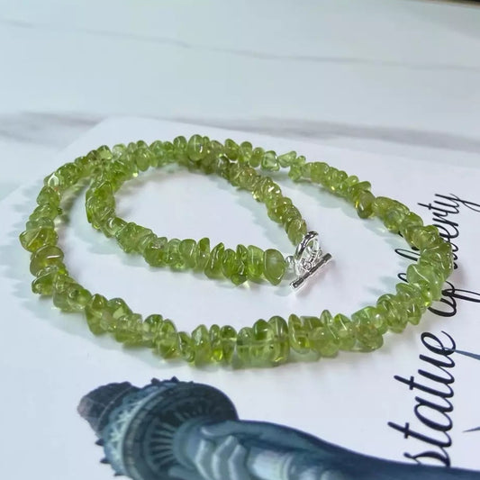 Crushed Peridot Stone Necklace