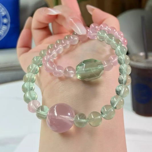Green Fluorite, Rose Quartz