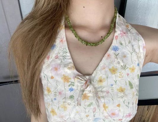 Crushed Peridot Stone Necklace